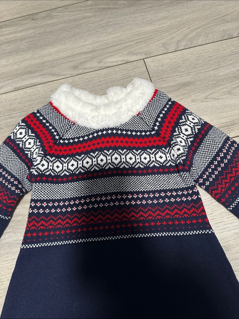 Gymboree Navy Fair Isle Knit Dress with Red and White Accents